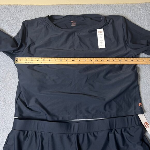 Honey Mark Swim Set 3XL Gray Sugar Skort & Rash Guard Top 2 Piece Set NEW - Picture 6 of 10